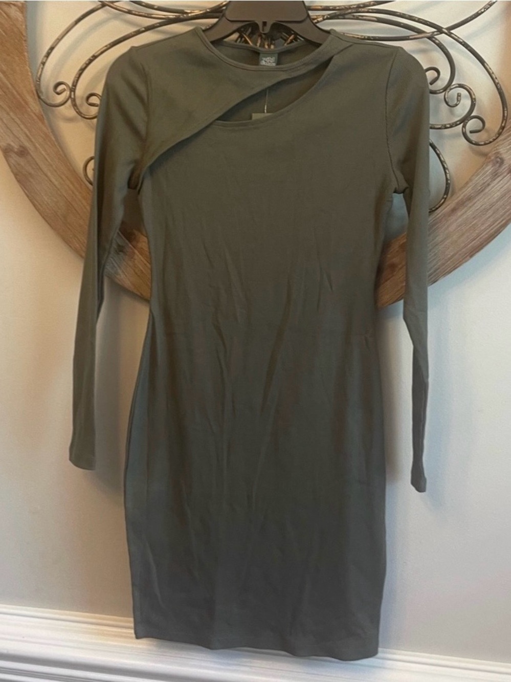 Wild Fable Long Sleeve Olive Green Bodycon Dress Sz S